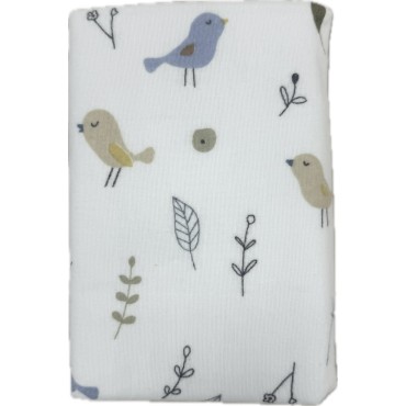 Непромокаемая многоразовая пеленка из фланели 60*90 см цвет: птички с веточками