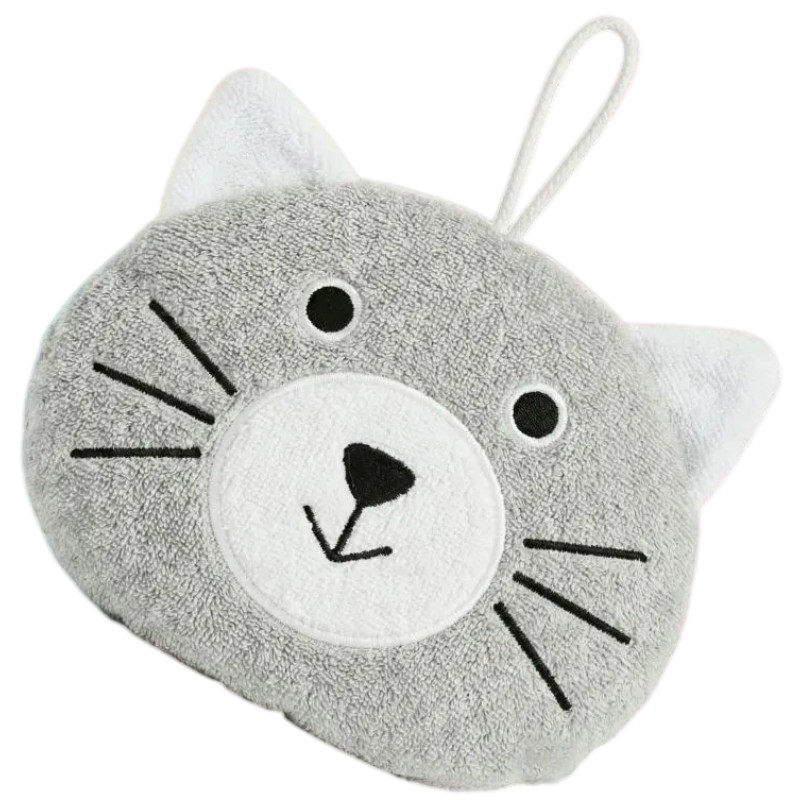 Губка-мочалка для купания мягкая Серый котик RBS-007