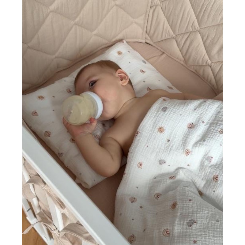 Комплект постельного белья 3 предмета Muslin цвет: Планеты/Латте КПБ3-М.1.25х2.1