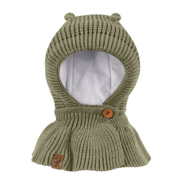 Шапочка-шлем на пуговице Мишка 46-48/50 см цвет: светлый хаки 3090-119