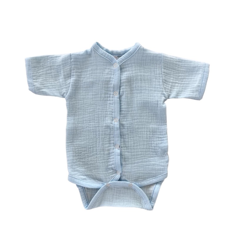 Боди на кнопках с коротким рукавом 74-80 см цвет: голубой М-172