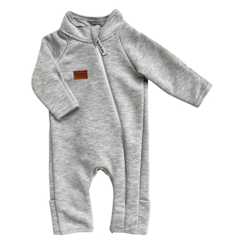 Комбинезон из футера без начеса "Петелька" 56 см цвет: серый меланж В053 Комбинезон из футера без начеса "Петелька" 56 см цвет: серый меланж В053