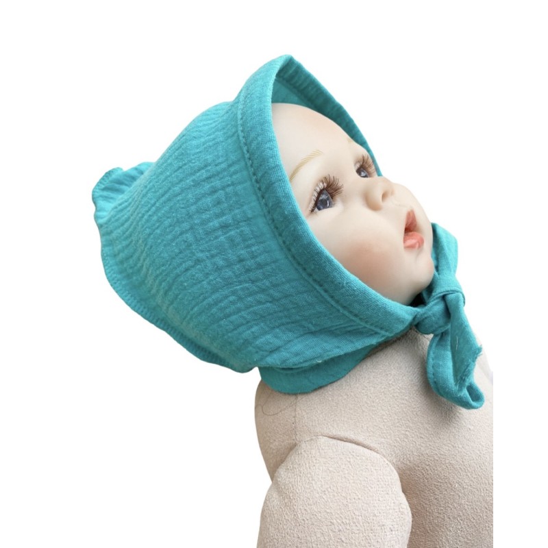 Муслиновый чепчик 38-40 см цвет: изумруд Т-143 Муслиновый чепчик 38-40 см цвет: изумруд Т-143