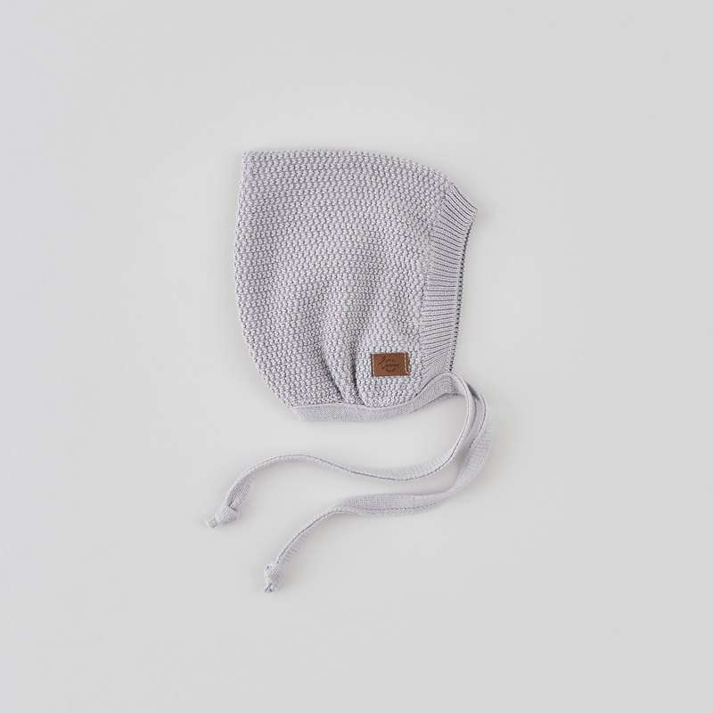 Детская шапочка вязаная "ELF" 40-42 см 0-3 месяца цвет: светло-серый W030N-049-40/42