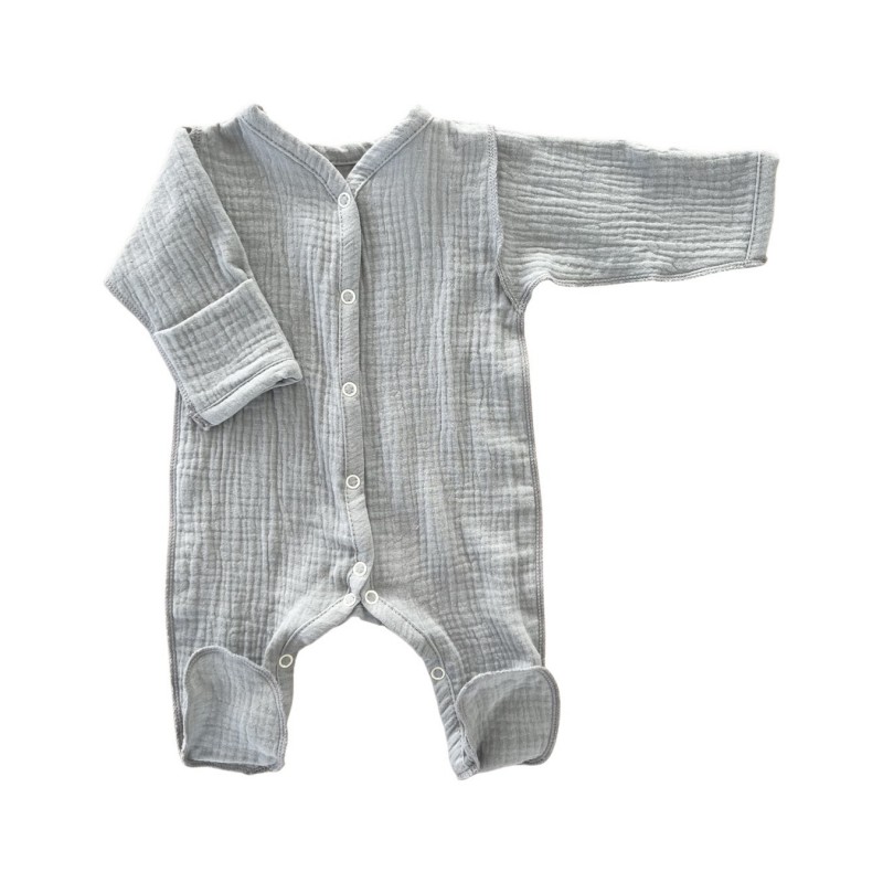 Муслиновый слип на кнопках 50 см Newborn  цвет: серый М-141