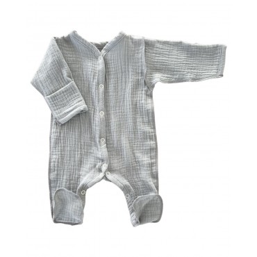 Муслиновый слип на кнопках 50 см Newborn  цвет: серый М-141