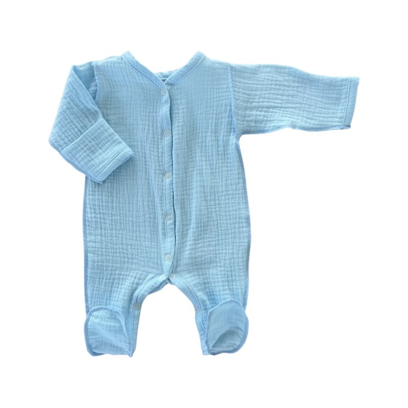 Муслиновый слип на кнопках 50 см Newborn цвет: голубой М-141 Муслиновый слип на кнопках 50 см Newborn цвет: голубой М-141