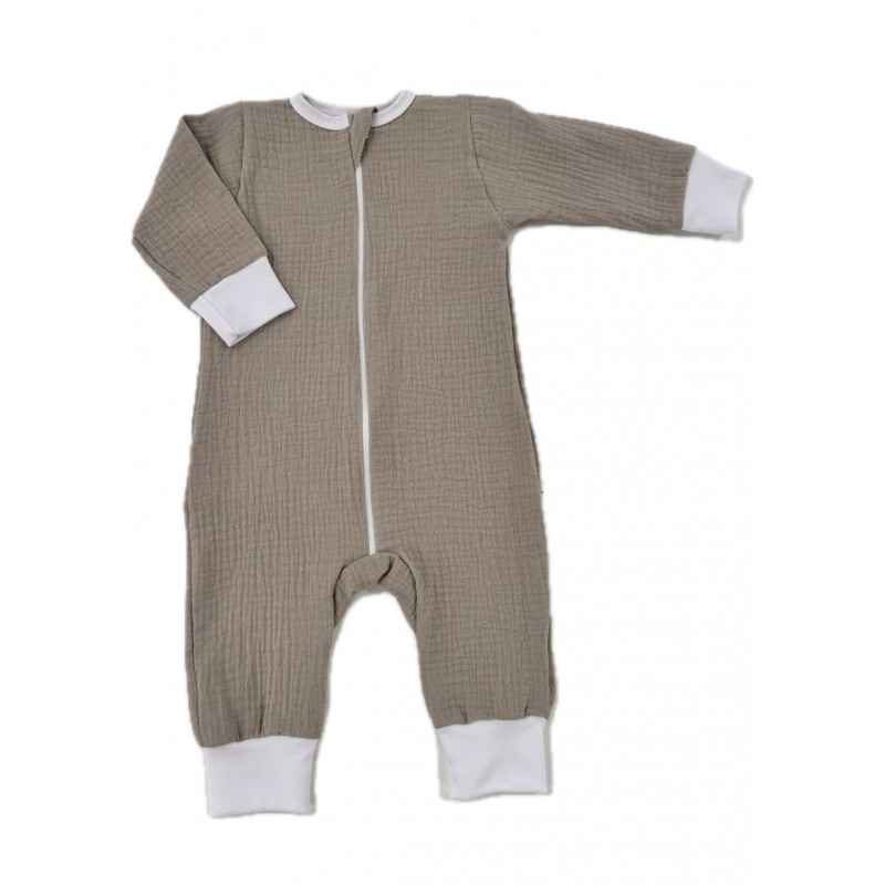 Муслиновый комбинезон на молнии 80 см цвет: песочный М-009