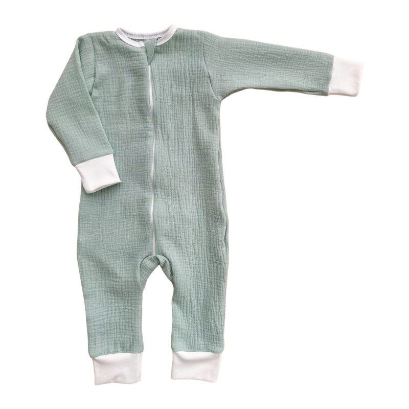 Муслиновый комбинезон на молнии 80 см цвет: морская волна М-009