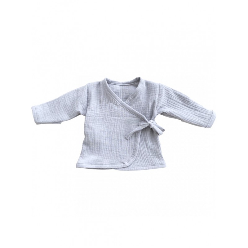 Распашонка с запахом с отворотными ручками-антицарапками 62см цвет: серый Т-147