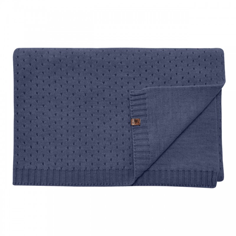 Вязаный шерстяной детский плед Woolly 90*90 см цвет: джинс 1090-120