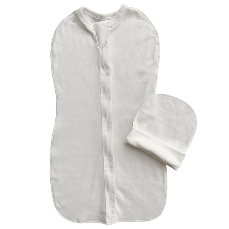 Пеленка-кокон на молнии с шапочкой 56-62 см цвет: экрю Т-007/О