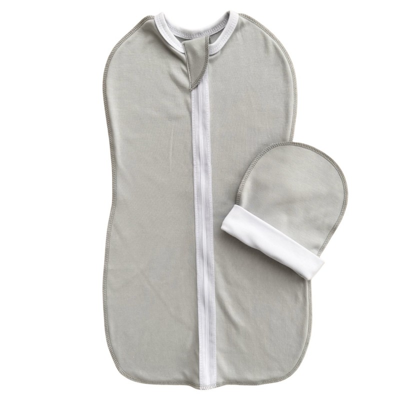 Пеленка-кокон на молнии с шапочкой 56-62 см цвет: серый Т-007/О