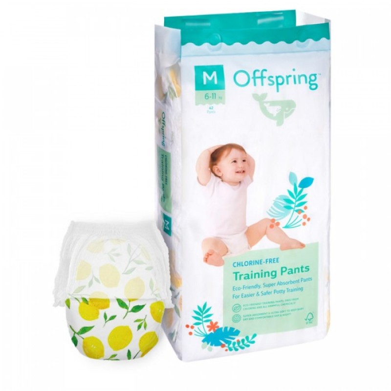 Эко-подгузники-трусики Offspring M 6-11 кг 42 шт цвет: лимоны Эко-подгузники-трусики Offspring M 6-11 кг 42 шт цвет: лимоны