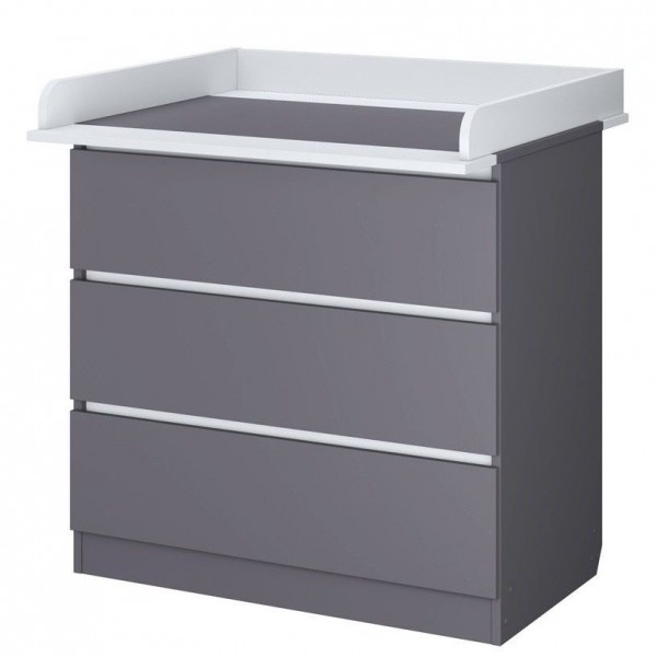 Детский пеленальный комод Polini Simple 3 ящика + рамка цвет: серый-белый 1980