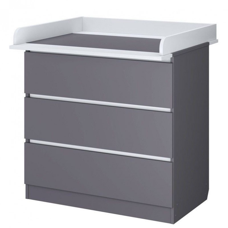 Детский пеленальный комод Polini Simple 3 ящика + рамка цвет: серый-белый 1980