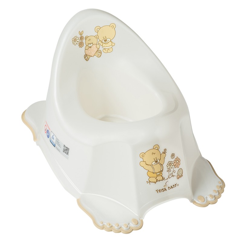 Горшок детский антискользящий Тега "Teddy /Мишки" цвет: белый жемчуг MS-013-118