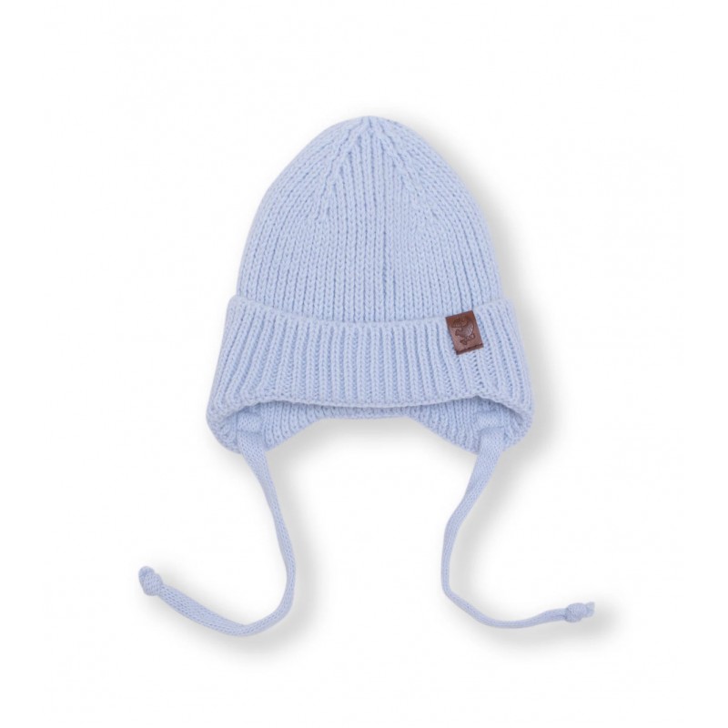 Шапочка вязаная на завязках 38-42 (S) см цвет: светло-голубой 8095-12 Шапочка вязаная на завязках 38-42 (S) см цвет: светло-голубой 8095-12