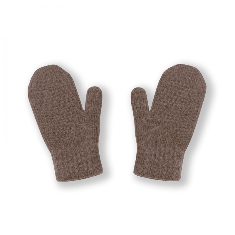 Варежки вязаные с пальчиком S (1-2 года) цвет: кофе 3550-121