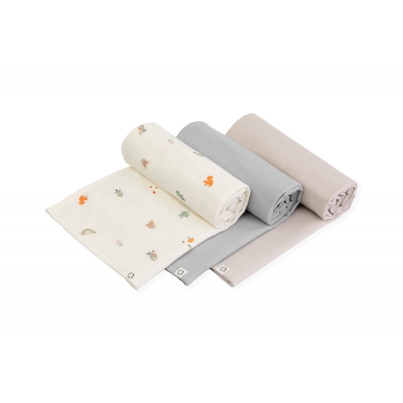 Набор фланелевых пеленок 3 шт Buba Kids Заповедный лес/ серый/ бежевый BKFLSW4
