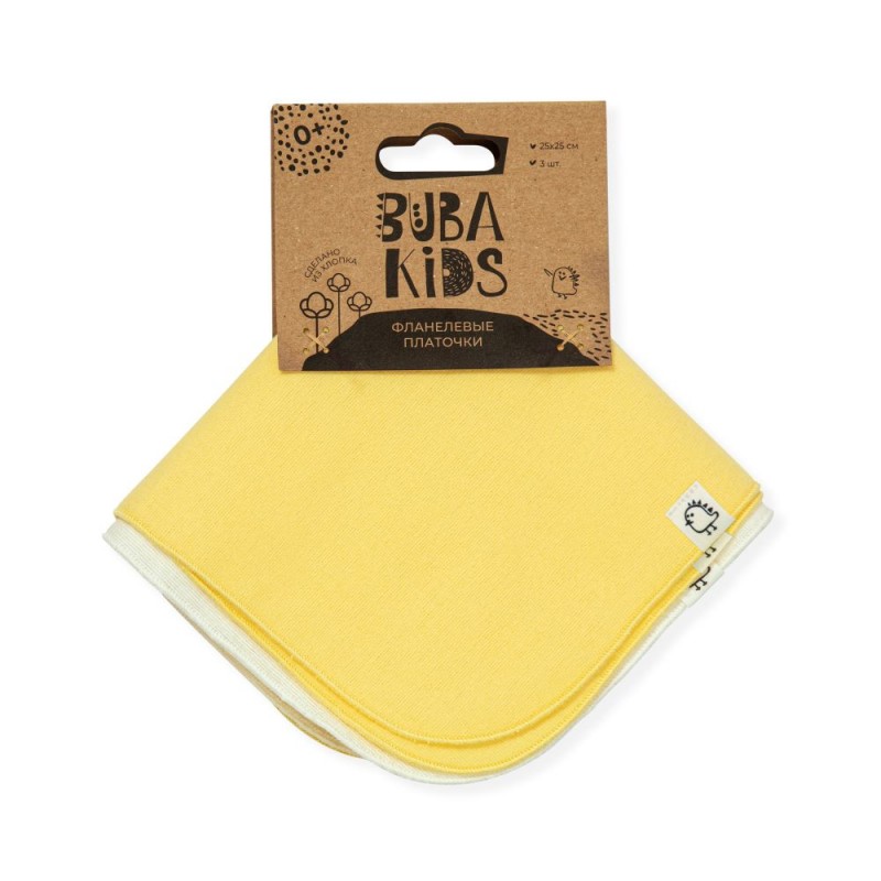 Платочки фланелевые 3 шт Buba Kids цвет: желтая пастель/ сливочный BKFLH5 Платочки фланелевые 3 шт Buba Kids цвет: желтая пастель/ сливочный BKFLH5