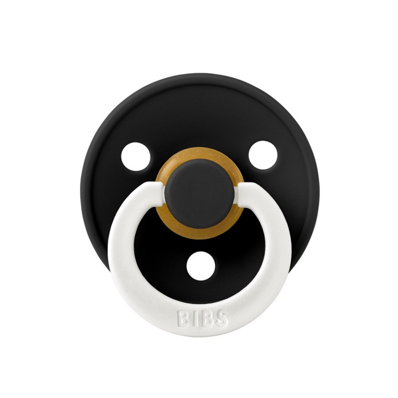 Cоска-пустышка BIBS Colour Latex 0-6 месяцев цвет: black glow/ со светящимся кольцом