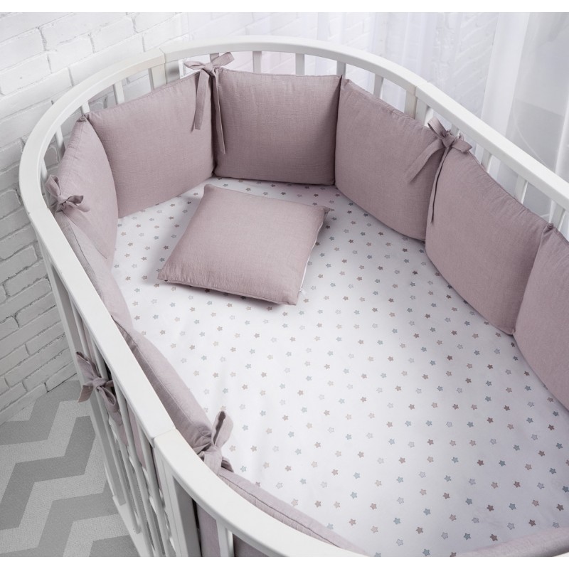 Защита-бампер для детской кроватки " Soft Cotton" мокко СК1/4-05.8