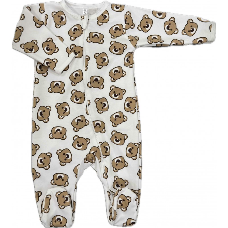 Слип нательный на молнии 68-74 см принт: мишки Teddy шоколадные Т-125 Слип нательный на молнии 68-74 см принт: мишки Teddy шоколадные Т-125