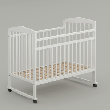 Кровать детская деревянная Джованни Comfort колесо-качалка + накладки-грызунки цвет: белый
