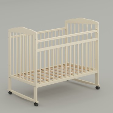 Кровать детская деревянная Джованни Comfort колесо-качалка + накладки-грызунки цвет: слоновая кость