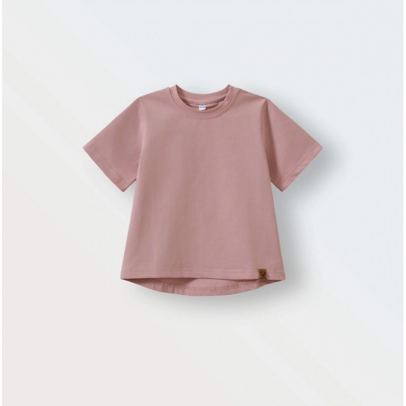Базовая футболка детская 80-86 см цвет: пудра 2105-01 Базовая футболка детская 80-86 см цвет: пудра 2105-01