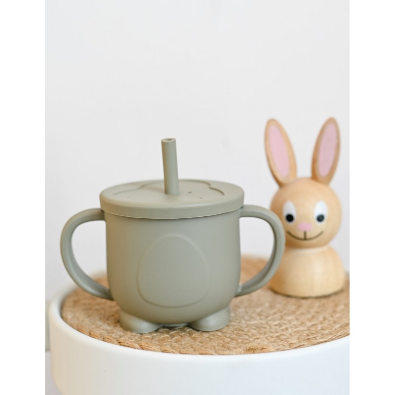 Поильник силиконовый с трубочкой + щеточка для чистки цвет: wet grey / зеленый SB3422 Поильник силиконовый с трубочкой + щеточка для чистки цвет: wet grey / зеленый SB3422