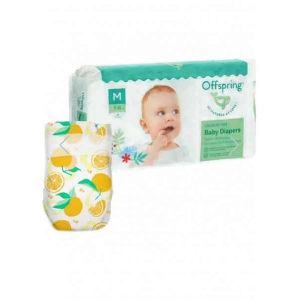 Эко-подгузники Offspring M 6-10 кг 42 шт цвет: апельсины