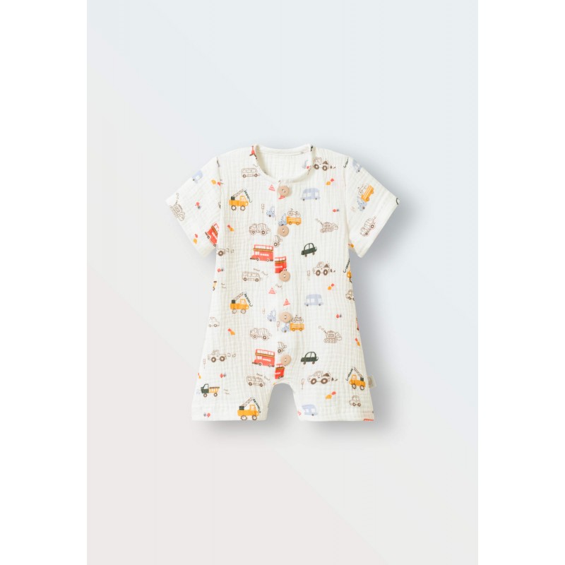 Песочник детский из муслина 74-80 см цвет: город машин 1301-217 Песочник детский из муслина 74-80 см цвет: город машин 1301-217