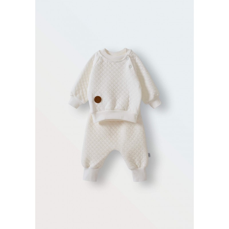 Комплект из капитония 74 см свитшот + джоггеры цвет: экрю 4050-02