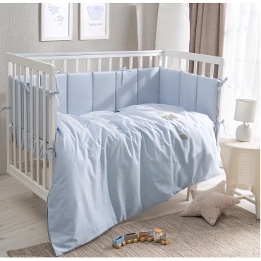 Комплект постельного белья 6 предметов " Teddy Sateen Collection " цвет:голубой ТДСК6-01.10