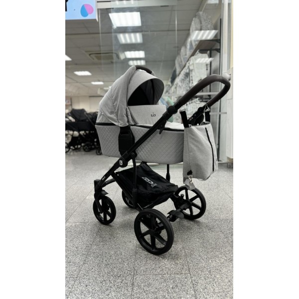 Коляска детская 3 в 1 Bjoy Mia SL кожа + ткань цвет: светло-серый