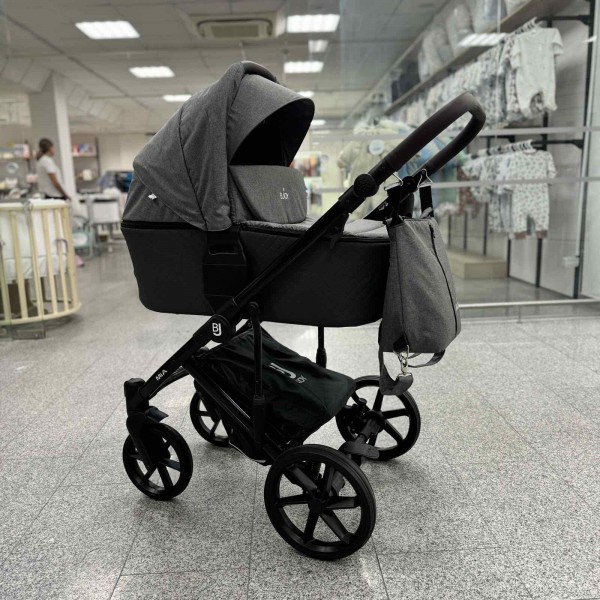 Коляска детская 3 в 1 Bjoy Mia SL кожа + ткань цвет: темно-серый