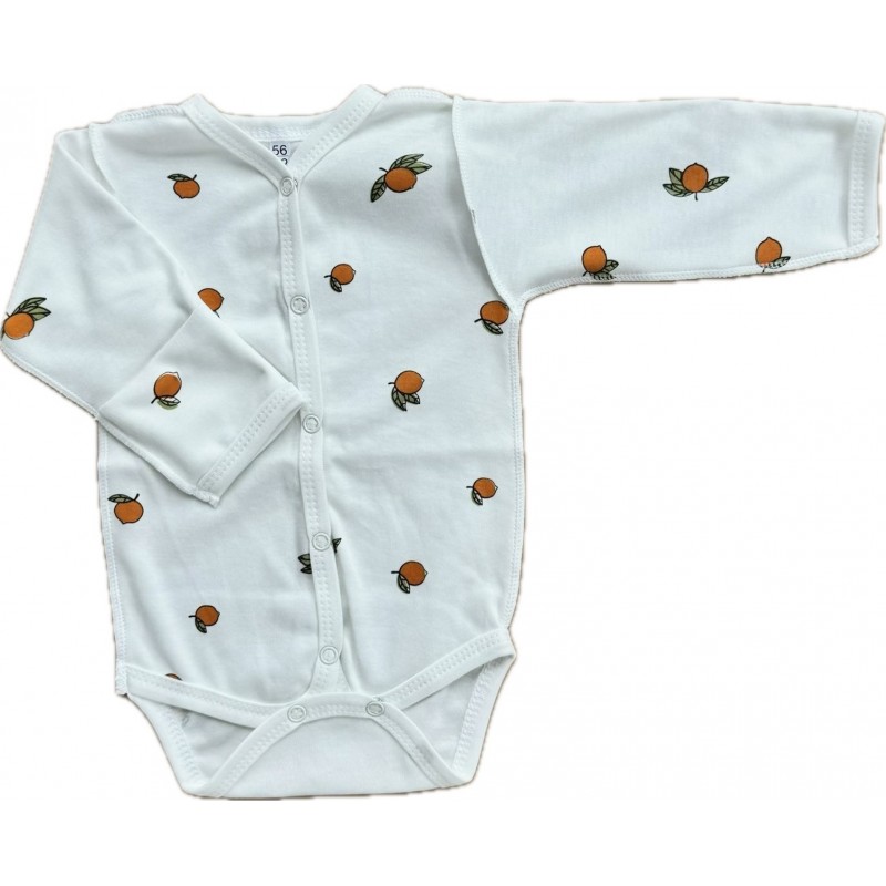 Боди с длинным рукавом на кнопках 56-62 см принт: апельсинки Т-131 Боди с длинным рукавом на кнопках 56-62 см принт: апельсинки Т-131