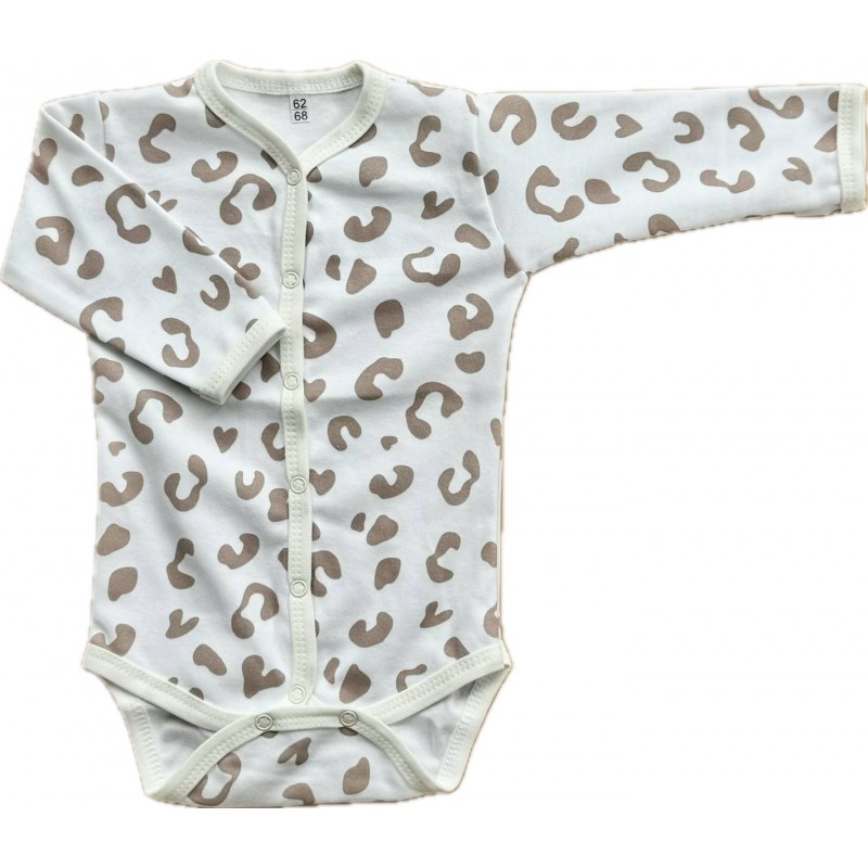 Боди с длинным рукавом на кнопках 62-68 см принт: пятнышки капучино Т-131 Боди с длинным рукавом на кнопках 62-68 см принт: пятнышки капучино Т-131