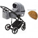 Коляска детская 2 в 1 Adamex Mobi Air Lux кожа + ткань цвет: серый
