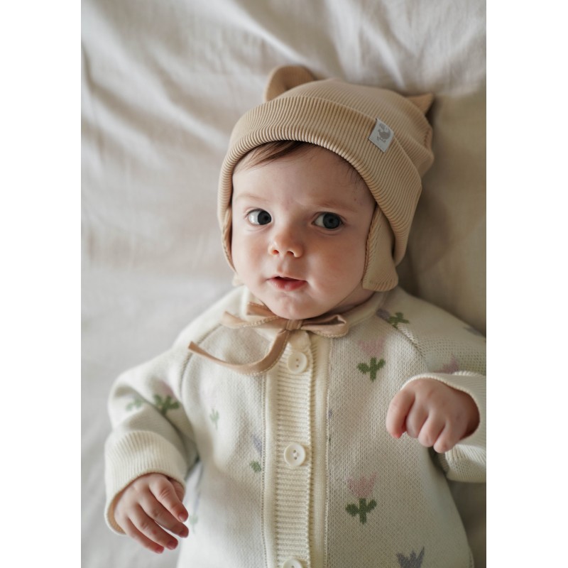 Шапочка из кашкорсе с ушками 40-42 см цвет: сливочный 6030-138