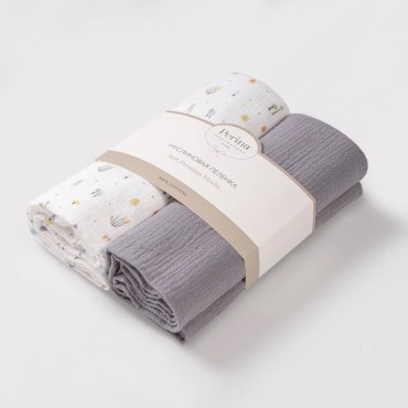 Комплект муслиновых пеленок 2 шт цвет: Грибы/Серый КМП.2-10-1.6х2.7