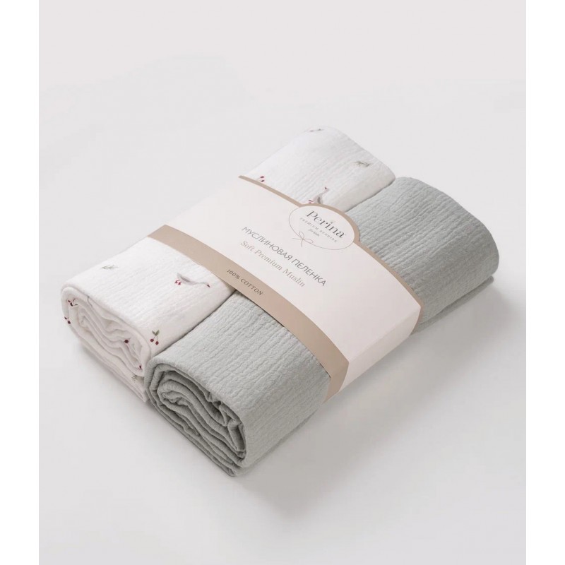 Комплект муслиновых пеленок 2 шт цвет: гуси/шалфей КМП.2-10-1.22х2.8