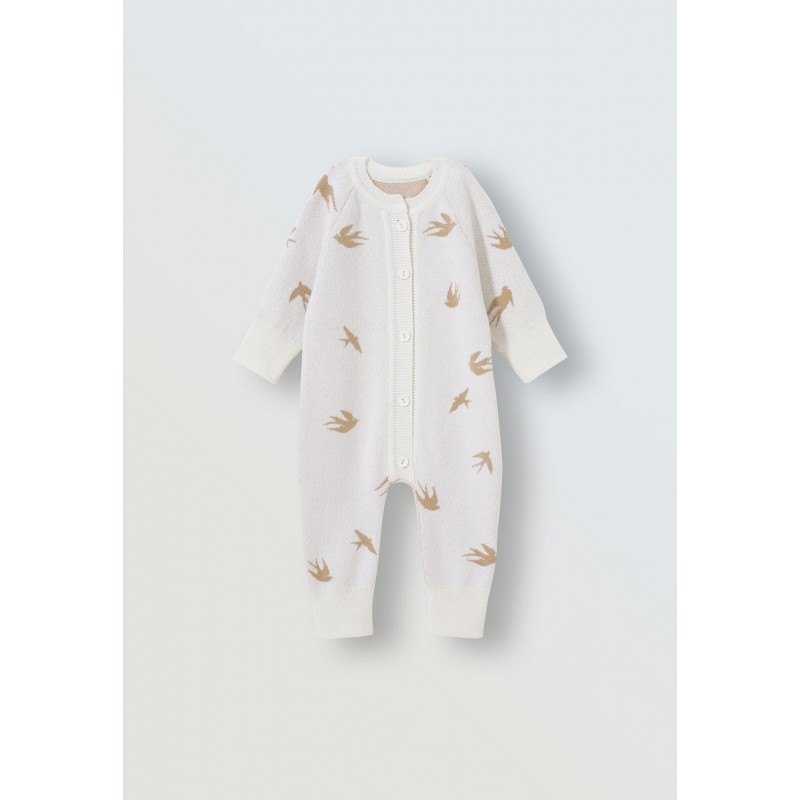 Вязаный хлопковый комбинезон 62-68 см цвет: ласточки 7055-236