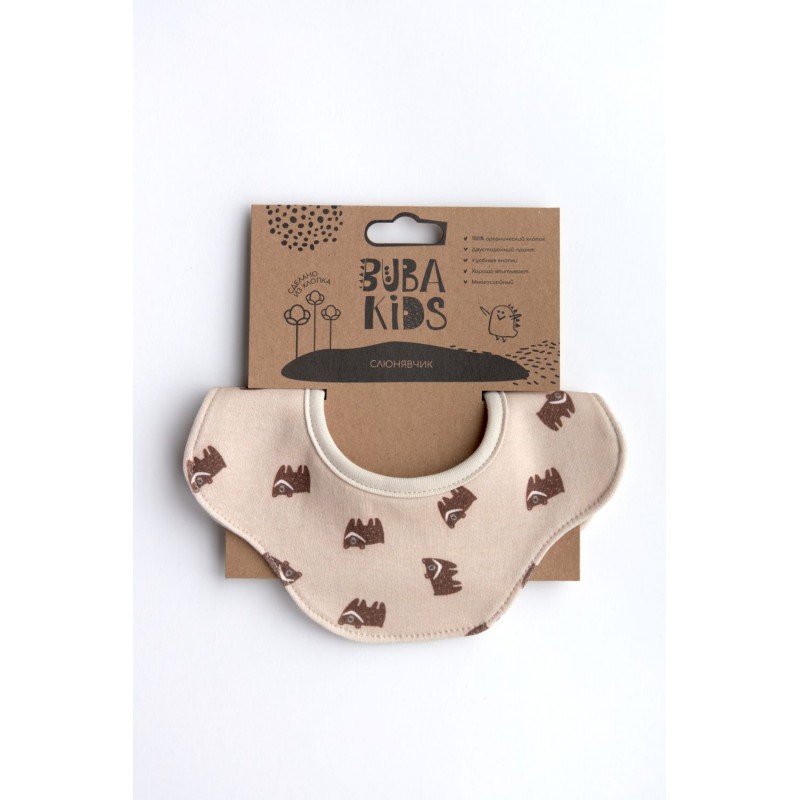Слюнявчик хлопковый двусторонний Buba Kids цвет: гималайский мишка/лесной олень