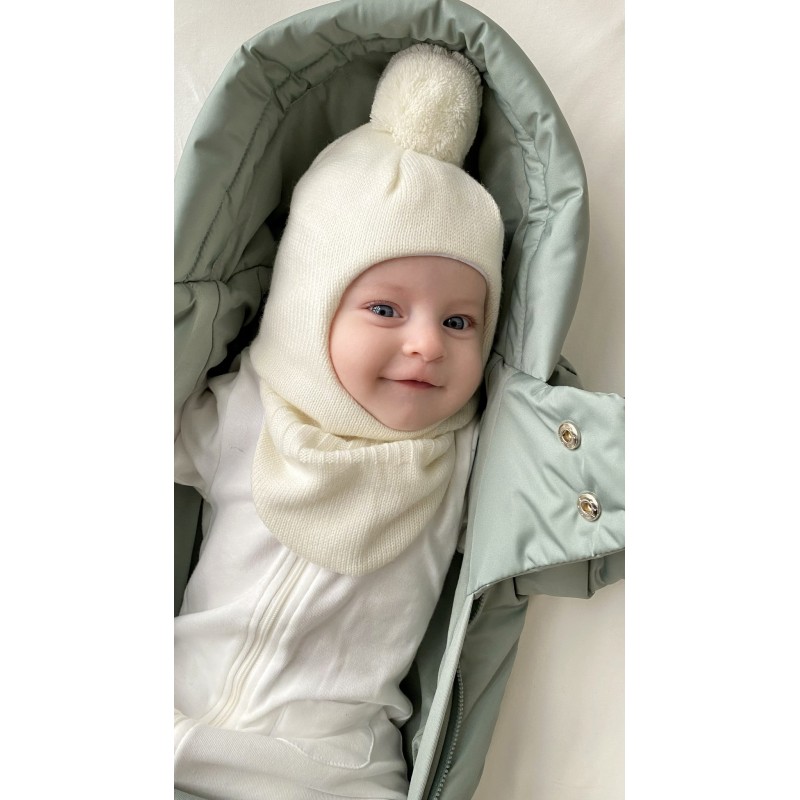 Балаклава-шлем с помпоном 48-50/52 см цвет: экрю 3095-02