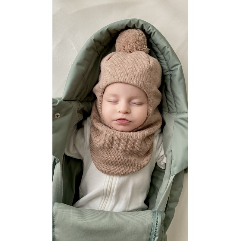 Балаклава-шлем с помпоном 48-50/52 см цвет: теплый беж 3095-122