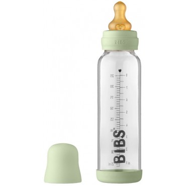 Антиколиковая бутылочка для кормления стеклянная 225 мл Bibs Baby Bottle Complete Set цвет: sage /серо-зеленый