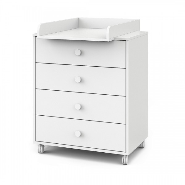 Комод пеленальный детский 4 ящика Pituso Kids Rolf на колесах цвет: белый БП-00004032